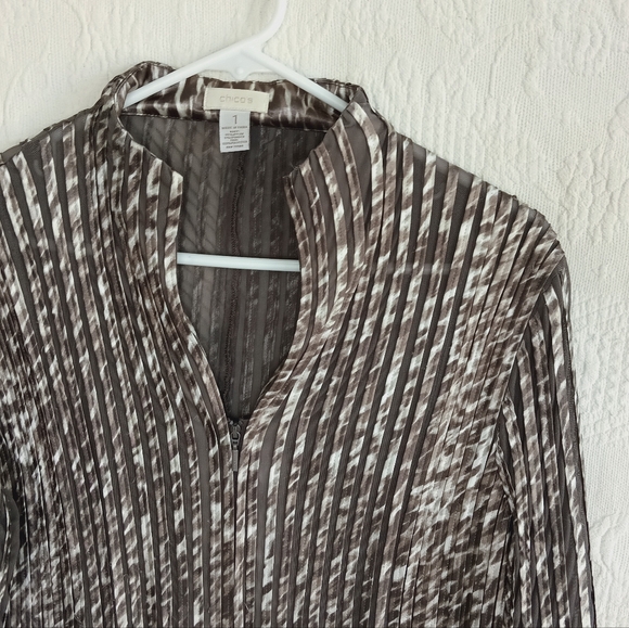 Chico's Julianne Jacket Zip Up Stretchy Boho Lightweight Sexy Shiny Mesh Animal - Picture 2 of 12